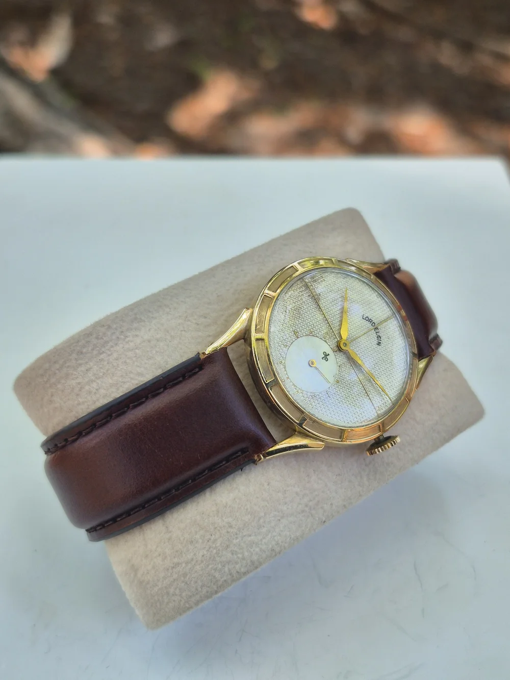 Vintage Lord Elgin 14K Gold Filled Watch Waffle Dial Small Seconds Running